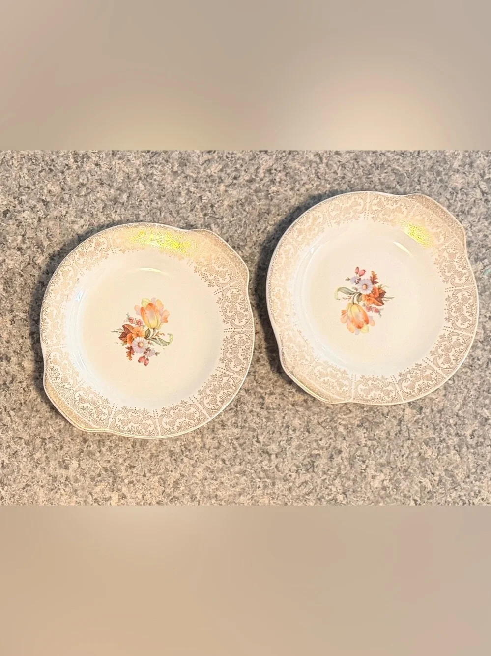 Vintage Royal China Spring Floral Filigree Hollywood 22kt 8” Two Platters